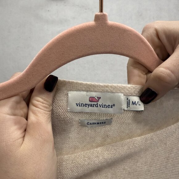 Vineyard Vines Poncho Womens Medium Large Beige Cashmere Asymmetrical Knit Wrap - Picture 2 of 5